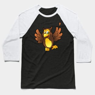 Cute Owl Illustration Baseball T-Shirt